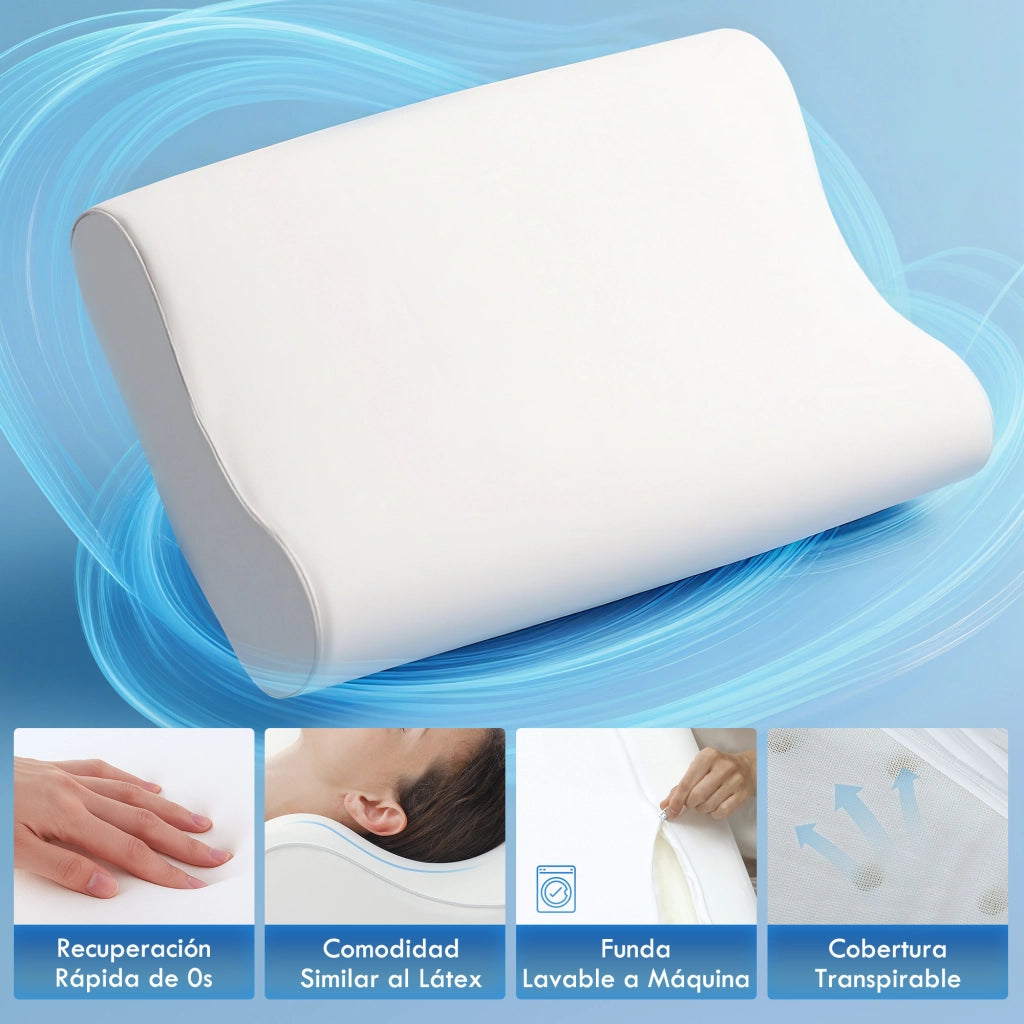 Cuscino Cervicale Ergonomico in Memory Foam ¨C zephmum ¨C Bianco