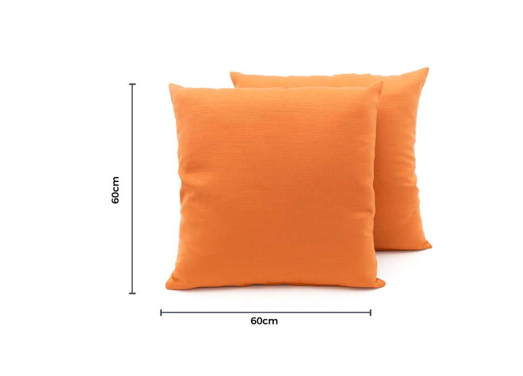 Coppia Cuscini Arredo Imbottiti Tessuto Ottoman In Tinta Unita Colore Arancio 24 - 60x60 - Arancio 24