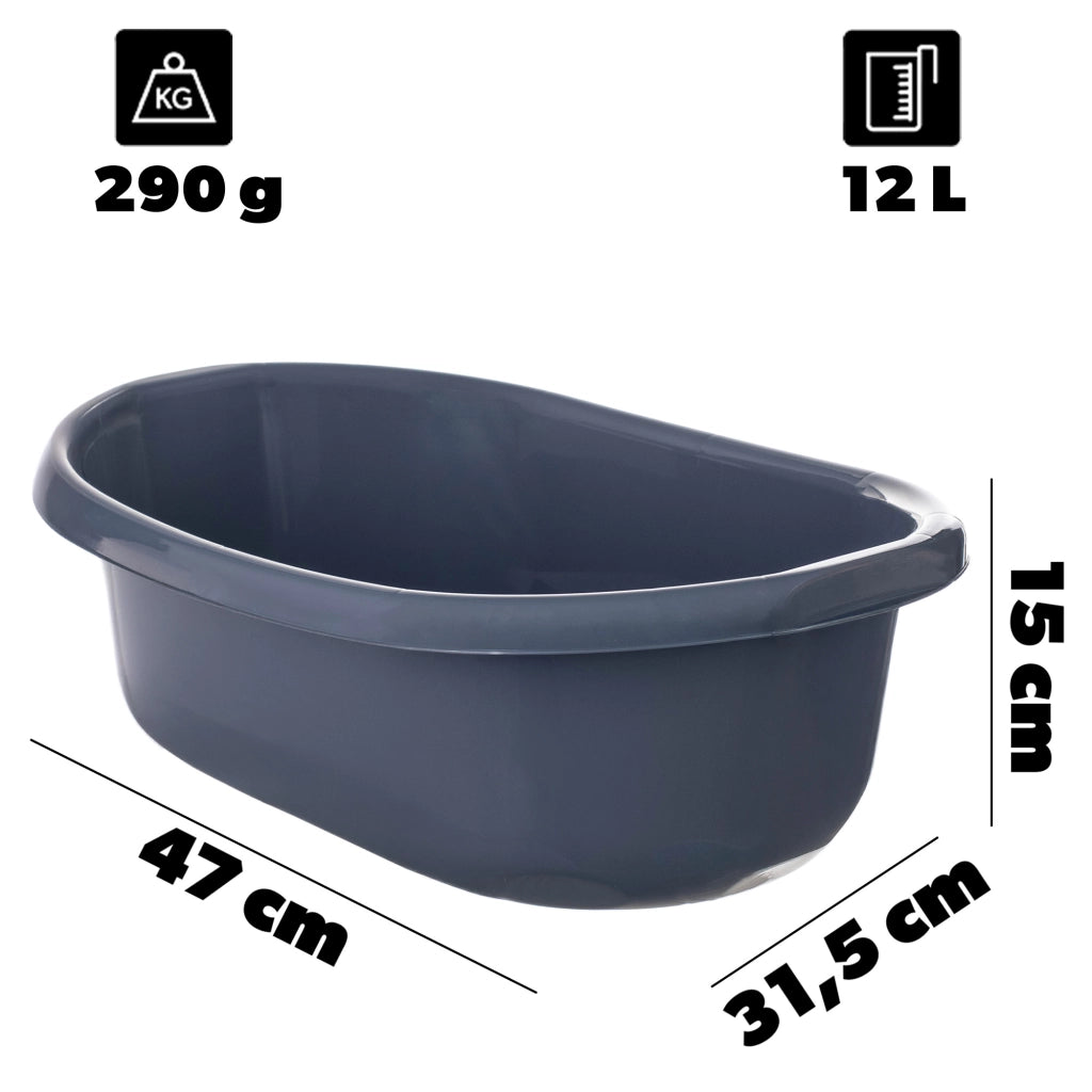 Bacinella in plastica KADAX da 12 litri, ovale, con manici