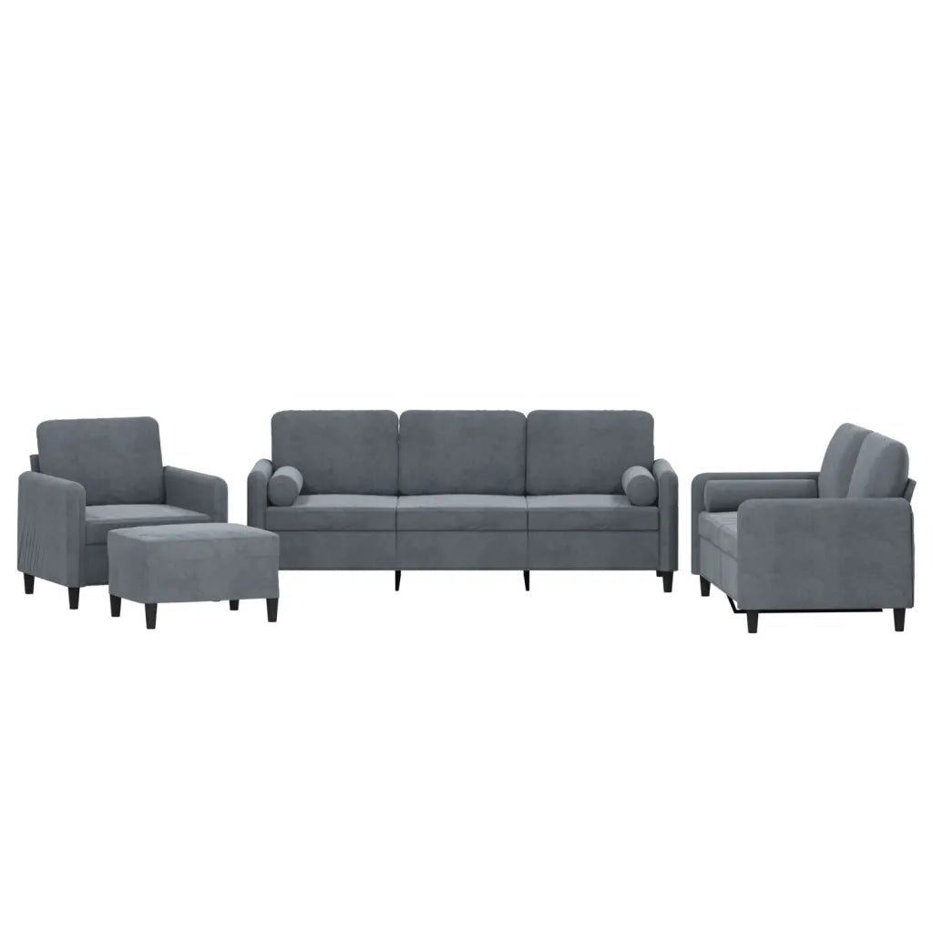 Set di Divani 4 pz con Cuscini Grigio Scuro in Vellutocod mxl 80220