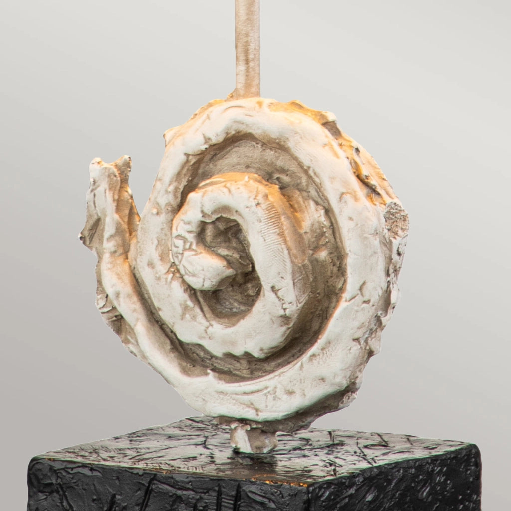 Lampada da tavolo Art Déco resina bianca Swirl E27 Flambeau