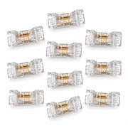 10 Pezzi Connettore Trasparente Invisibile 5mm 2 PIN Per Unire In Linea 2 Striscie Led Smd COB con Passo da 5mm Senza Saldare