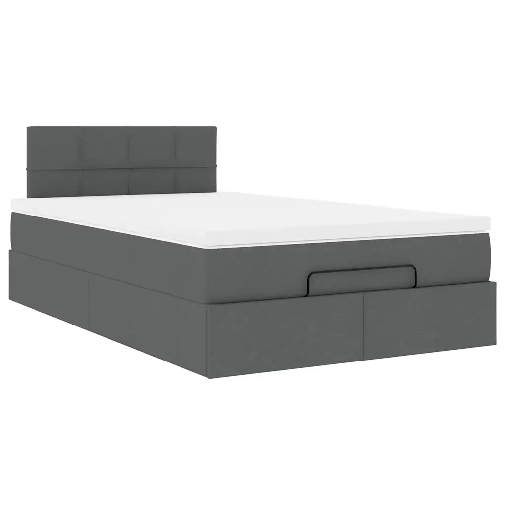 Pouf Letto con Materasso e LED Grigio Scuro 120x190 cm Tessuto