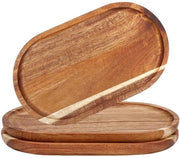 Piatto da servizio multifunzionale in legno di acacia, 20x11,8cm, con coperchio, per servizio di formaggi e conserve, in legno naturale.