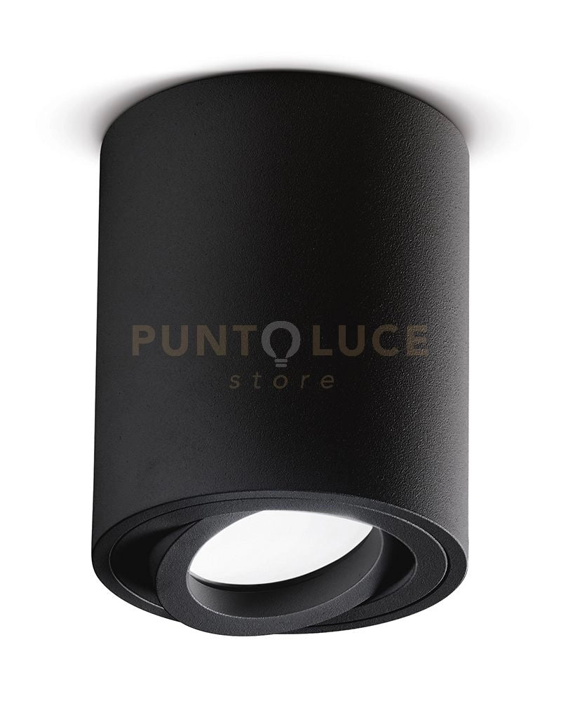 GFA352- - FARETTO H. 9,6CM TONDO NERO ORIENTABILE IN ALLUMINIO 1 LUCE ATTACCO GU10
