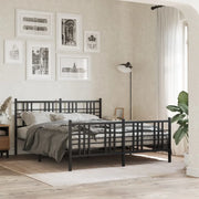 Giroletto con Testiera e Pediera Metallo Nero 150x200 cm 376344