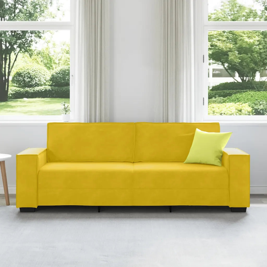 vidaXL Divano a 3 Posti Giallo 180 cm in Velluto