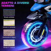 Moto Elettrica per Bambini 12V con Rotelle Specchietti e Poggiapiedi in PP e Metallo Blu
