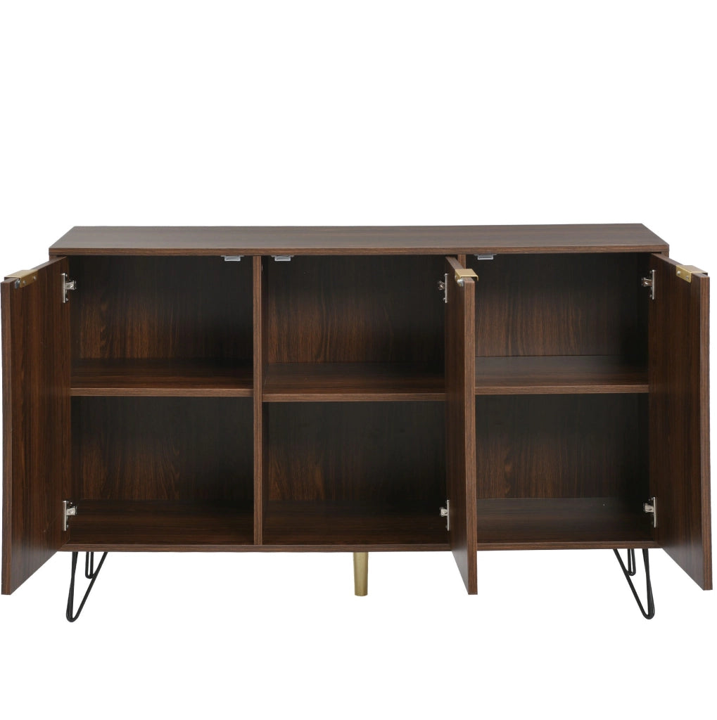 Sideboard 120x38x76.5 cm con 3 ante; piedini in ferro; colore naturale e nero