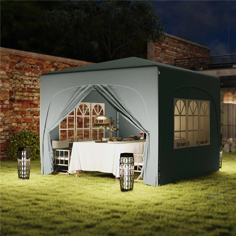 GAZEBO DA GIARDINO 3X3M PIEGHEVOLE CON ALTEZZA REGOLABILE, PROTEZIONE UPF50+ E BORSA GRIGIO CHIARO