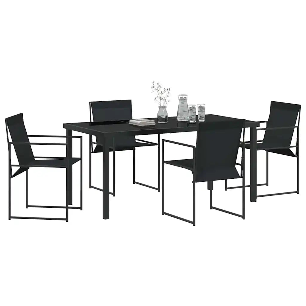 Set da Pranzo per Giardino 5 pcs Nero 3379343