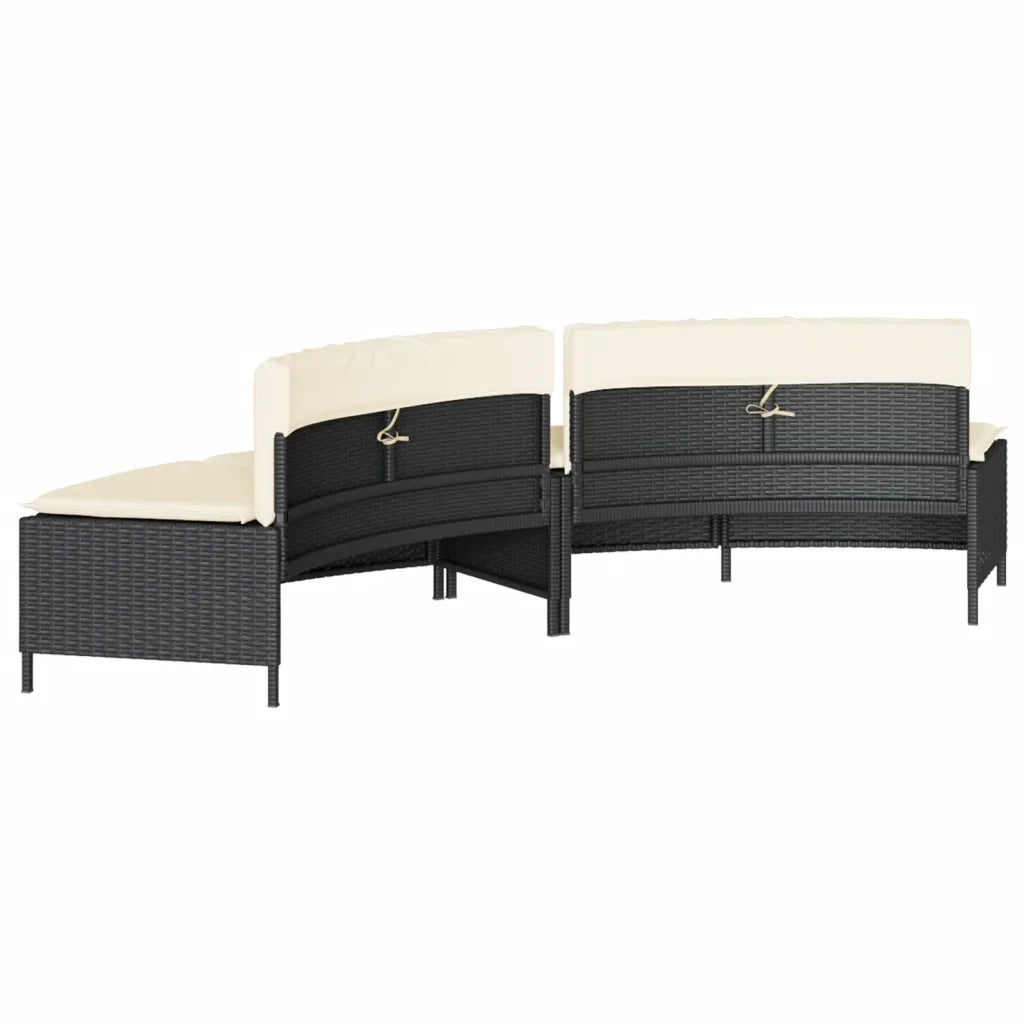 Panche Vasca Idromassaggio con Cuscini 2 pz in Polyrattan Nero CFW1019042