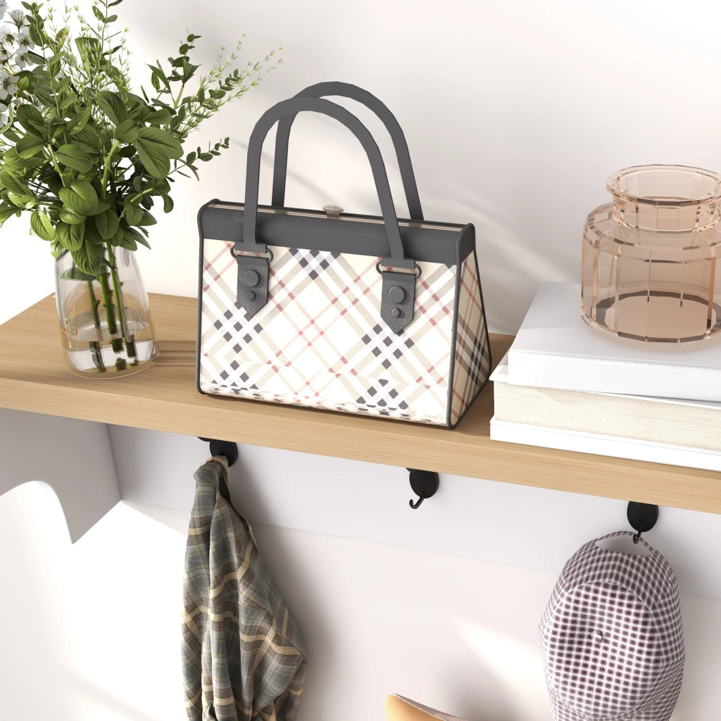 Mobile ingresso 2-in-1 appendiabiti panca portascarpe ¨C Xylo ¨C 9 scomparti 3 ganci bianco rovere 75x30x50cm