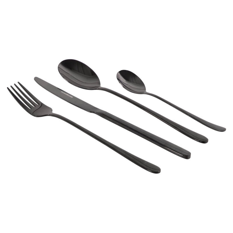 Set di 6 confezioni 24 Pz Posate Dorset In Acciaio 18/0 Finitura Nera
