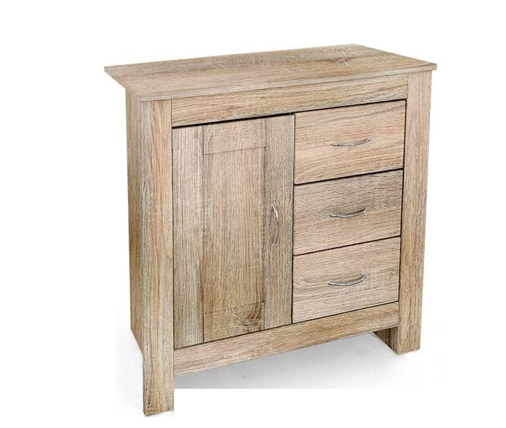 MOBILE DA ARREDO CON 3 CASSETTI E ANTA 80X35X80CM IN COLORE ROVERE