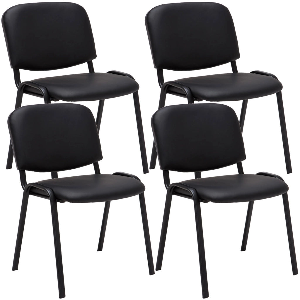 Set 4 Sedie Ufficio Ken Imbottite In Similpelle nero