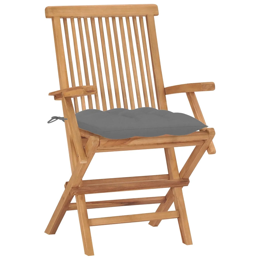 Sedie da Giardino 2 pz con Cuscini Grigi Legno Massello di Teak 3062503