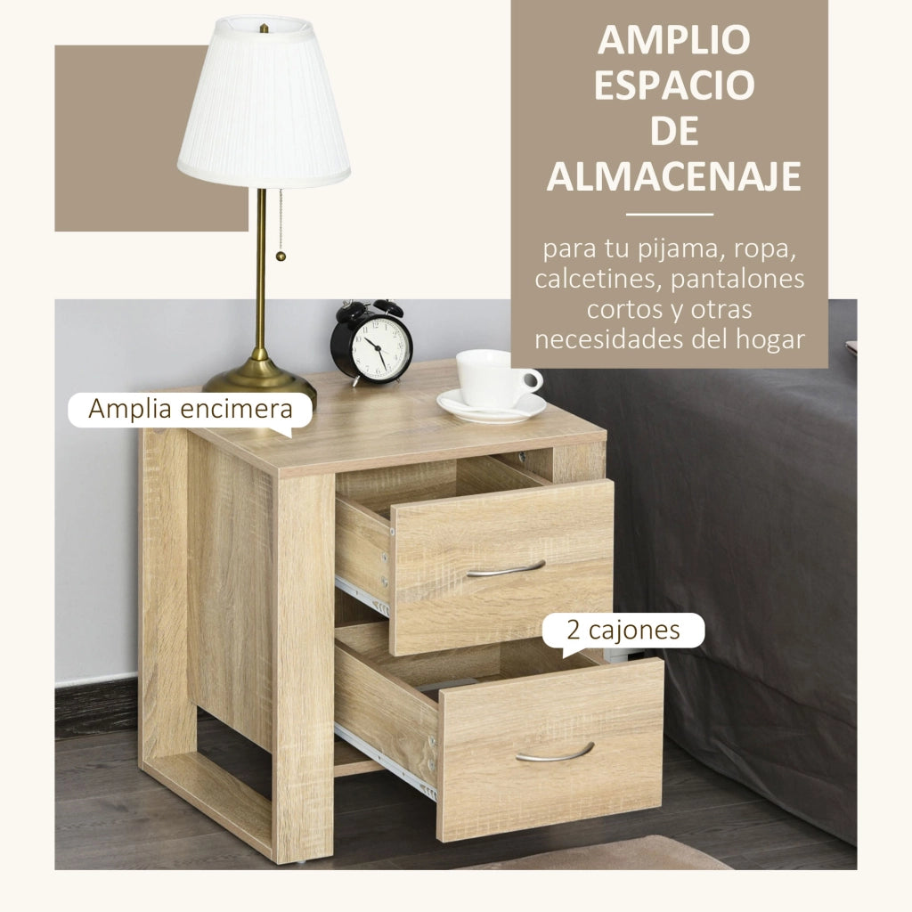 Comodino ¨C zephmum ¨C Legno Naturale 48x39x54 cm