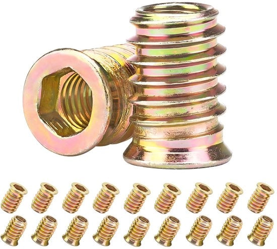 Viti a vitiello a schermo 20 pezzi - M8 x 25 mm - Inserzione in legno - Capocchia a 6 facce - Bloccaggio - Acciaio inossidabile resistente all'usura - Viti per mobili