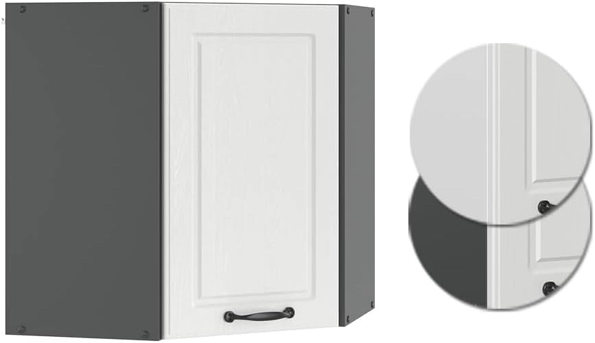 Mobile angolare da cucina R-Line, Bianco casa di campagna, 57 cm, per la libera combinazione all'interno di sistemi cucina modulari