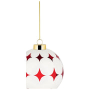 Alessi palla di Natale in vetro soffiato, decoro 6, bianco rosso e oro, 9 cm, Delight