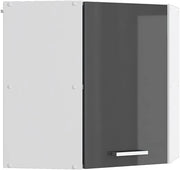 Mobile angolare da cucina R-Line, Antracite lucido, 57 cm, per la libera combinazione all'interno di sistemi cucina modulari