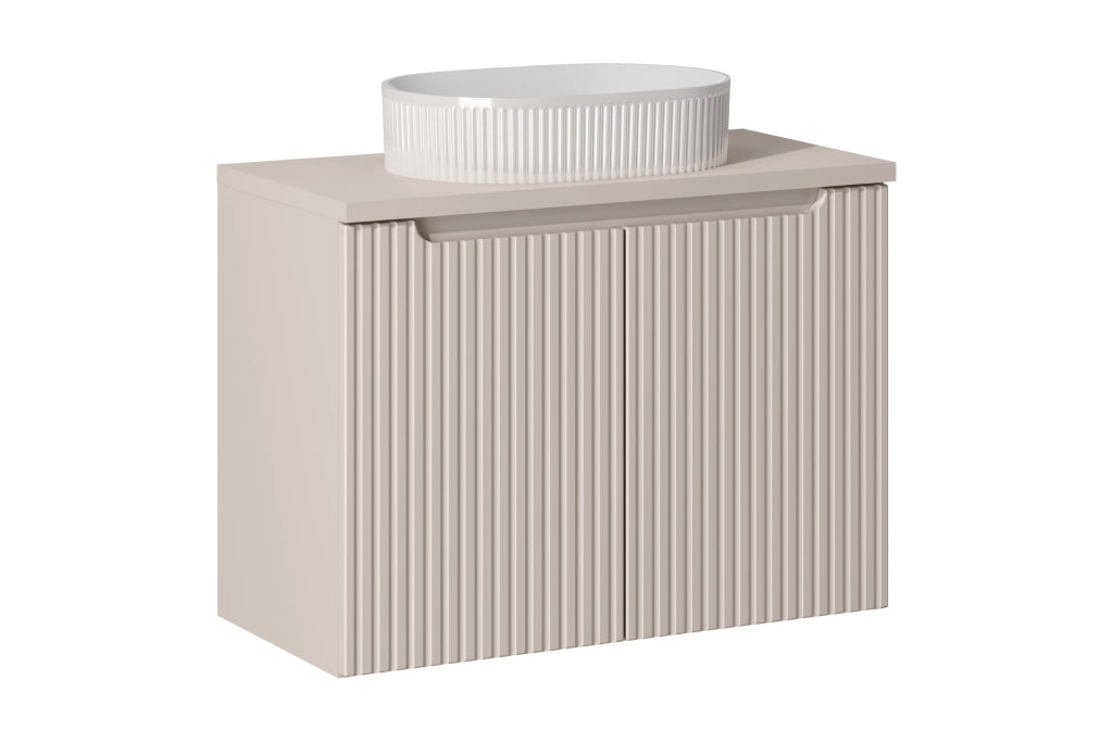 Set mobili bagno 80 cm con piano e lavabo da appoggio Beyond Nova Cashmere 80 x 1401 x 40 cm