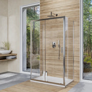 Box doccia 3 lati 90x105x90 cm con porta scorrevole e vetro temperato 6mm trasparente | Ustica