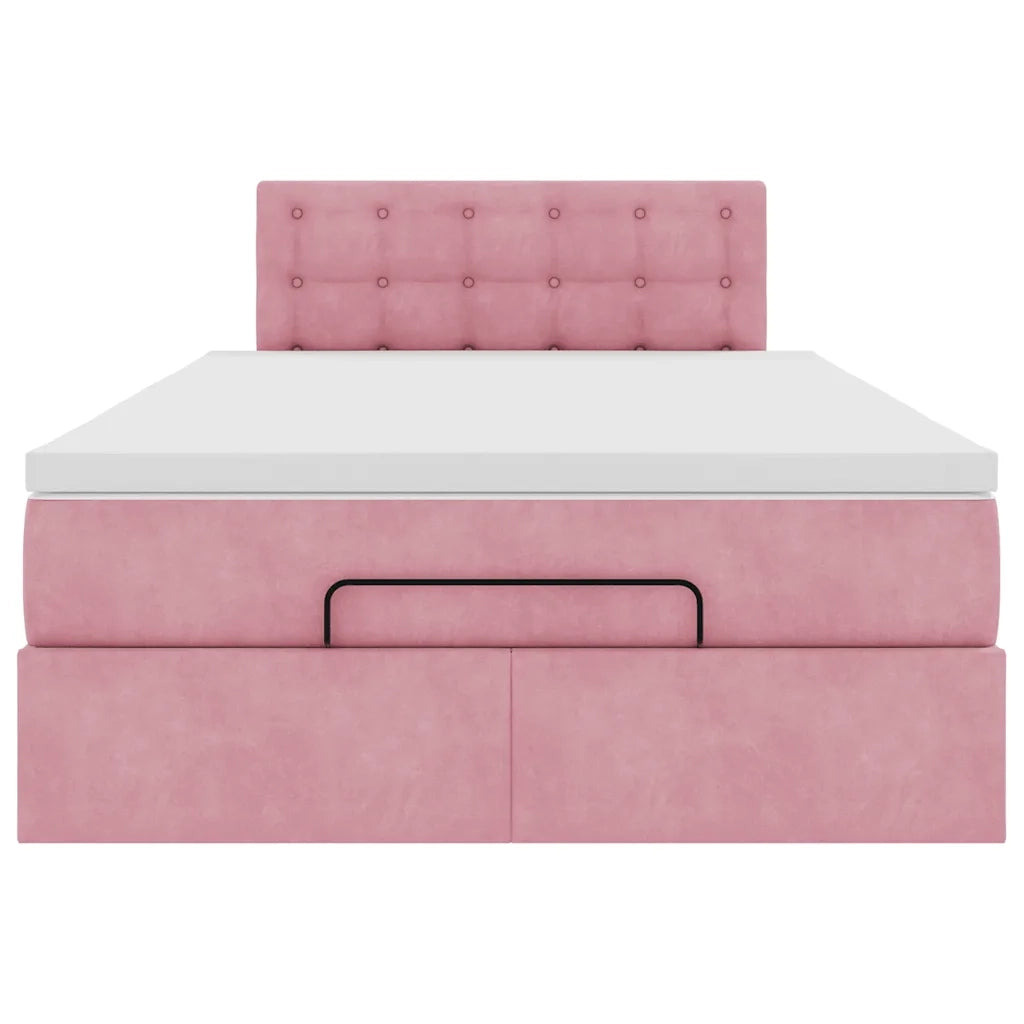 Pouf Letto con Materasso e LED Rosa 120x190cm in Velluto 3312757