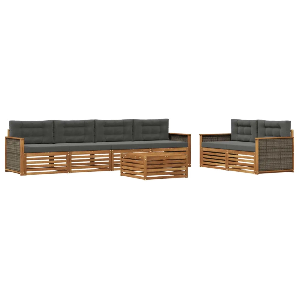 Set di divani da esterno con cuscino 7 pcs Naturale e Antracite 3383050
