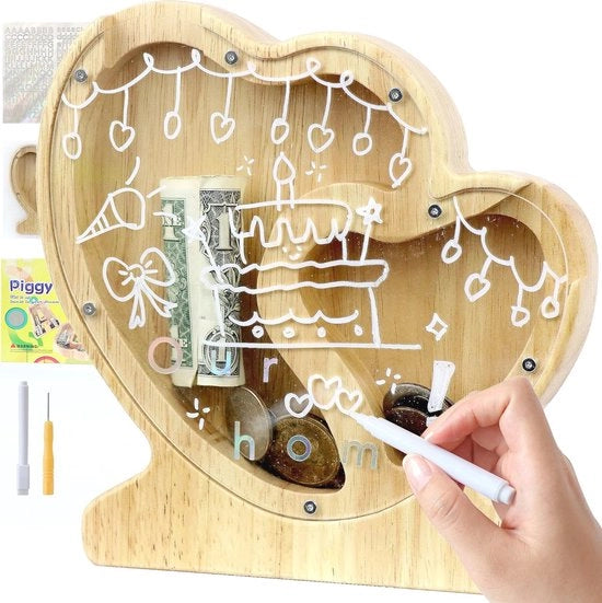 Spazzola per bambini in legno personalizzabile - Spazzola per bambini trasparente con adesivi e pennarelli
