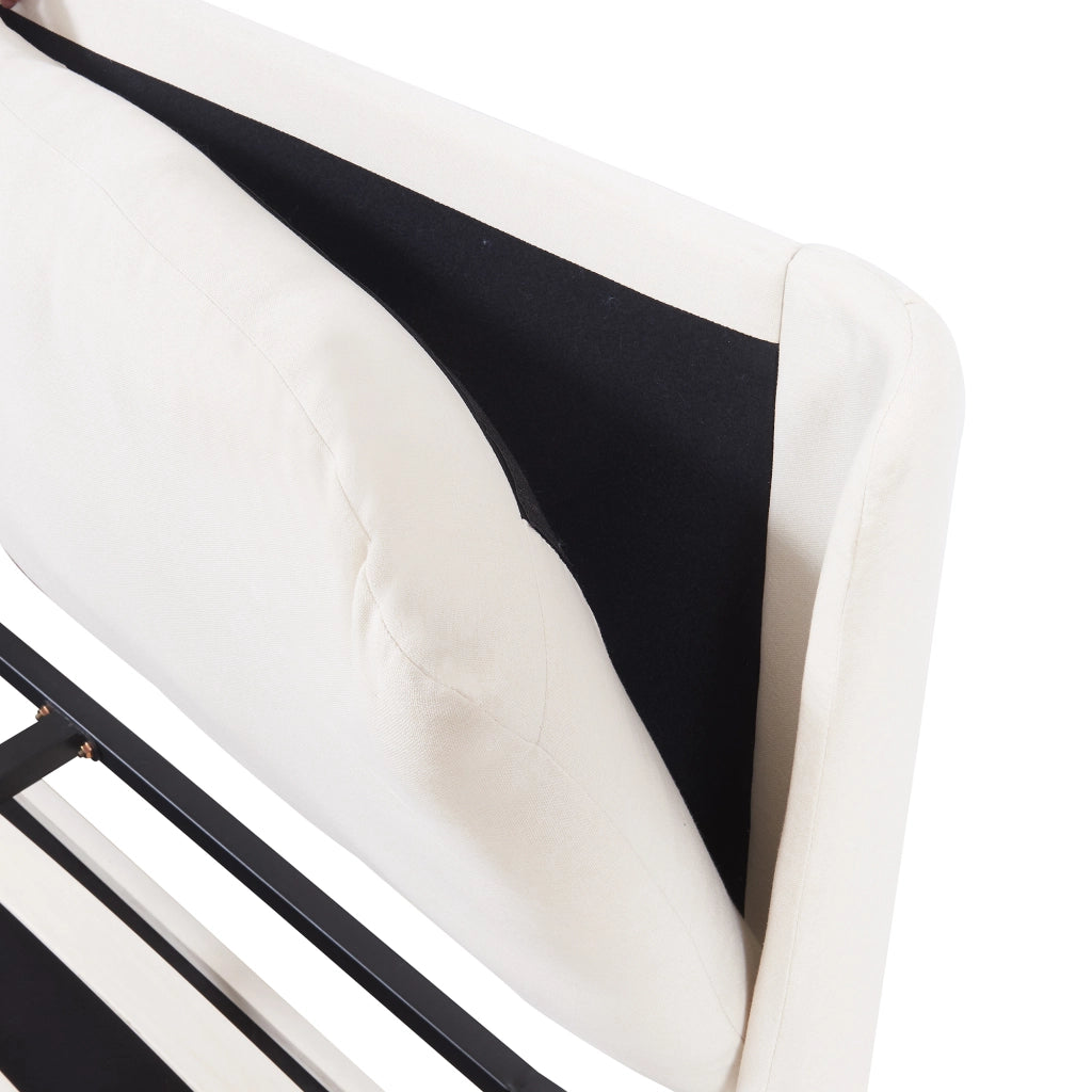 Letto Francese Lunner con Contenitore Testiera Imbottita e Materasso 140 x 200 cm - Beige [en.casa]
