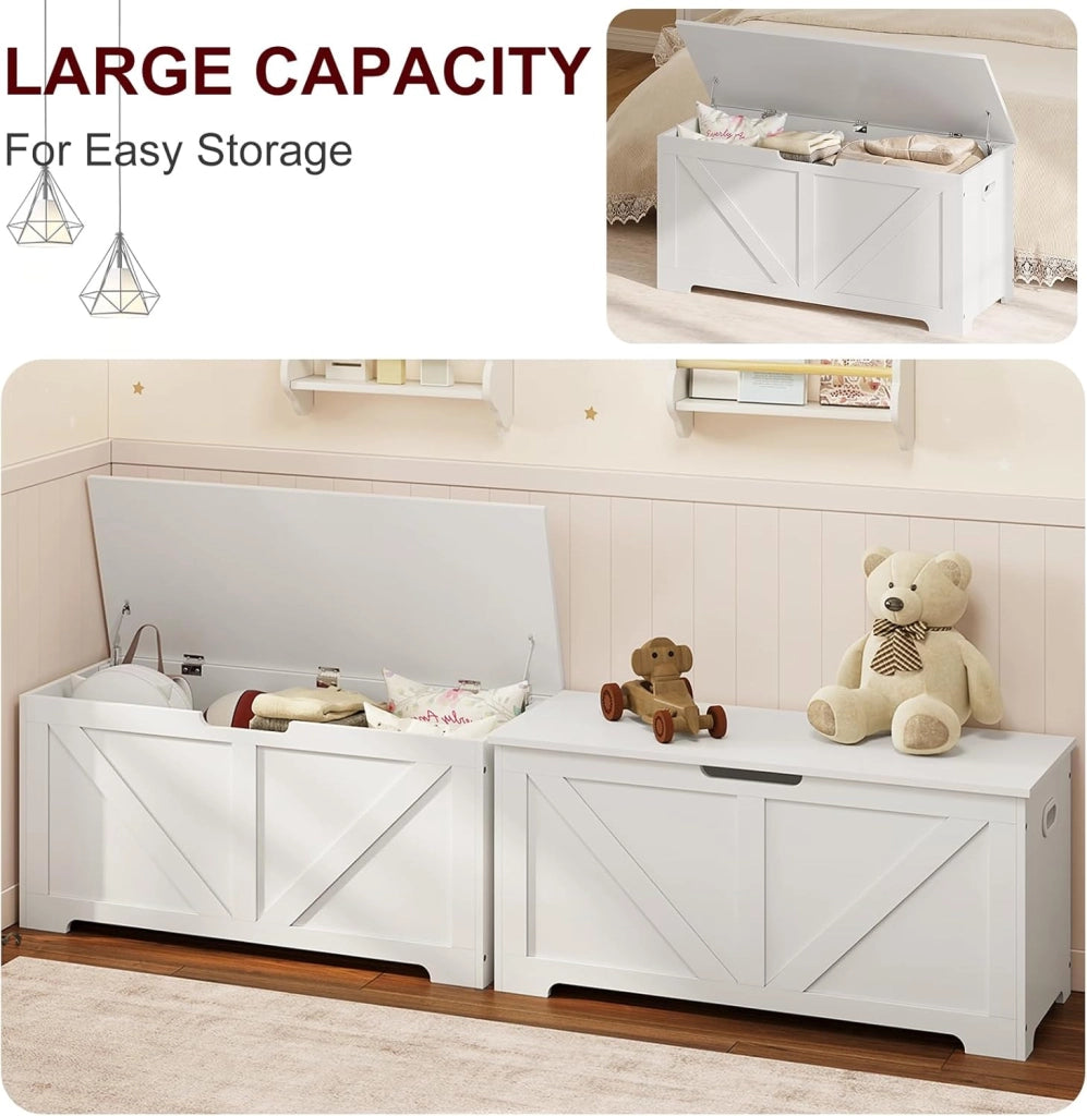Panca Portaoggetti, Panca Contenitore Ingresso 100x40x47 cm, Cassapanca Contenitore Interno 76 L, Poggiapiedi da Divano, Corridoio, Camera da Letto, Soggiorno, Bianco