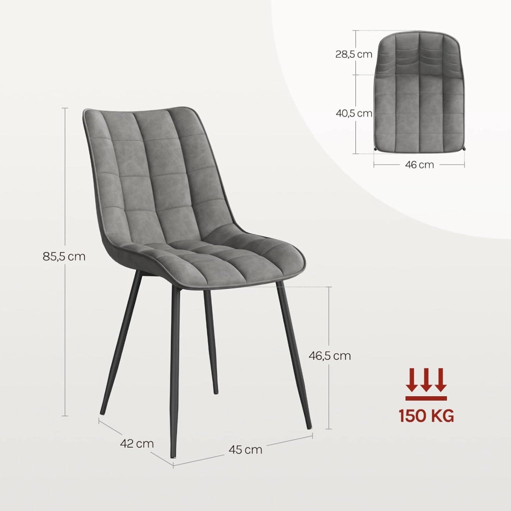 BH207gr-6 Sedie Sala da Pranzo Design Retrò Sgabello Imbottito con Rivestimento in Ecopelle Grigio 6 Pezzi