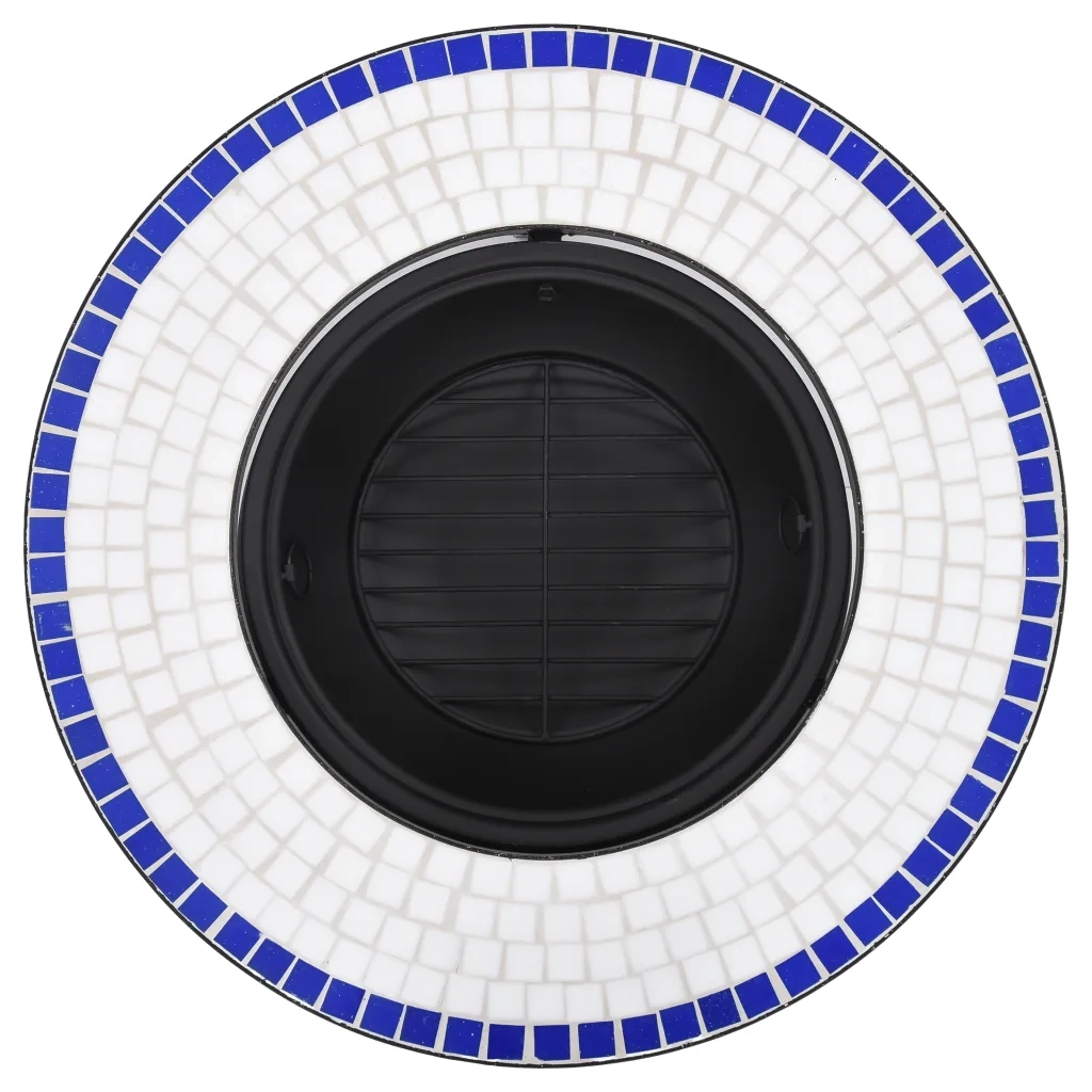 Braciere a Mosaico Blu e Bianco 68 cm in Ceramica CFW9482738