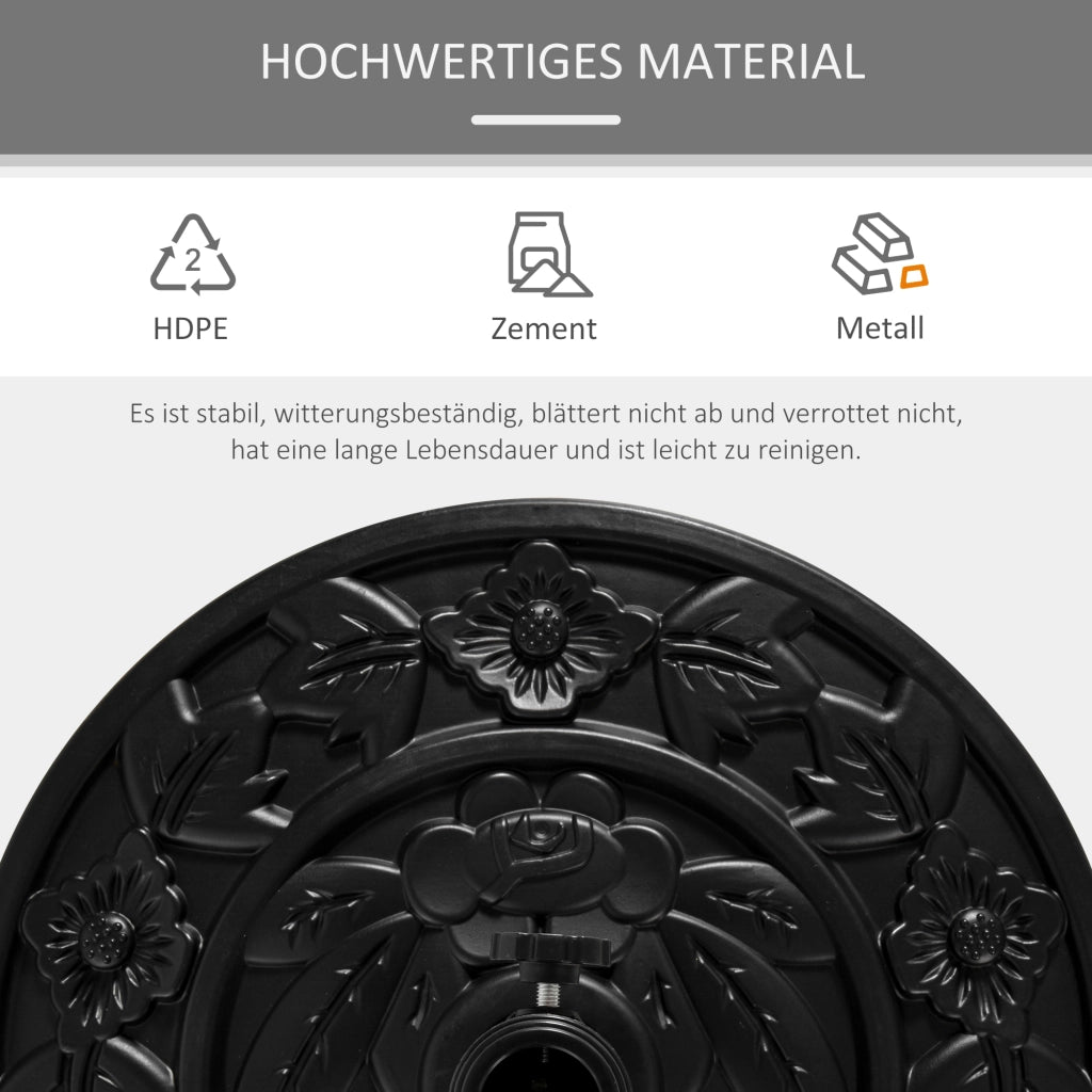 Sostegno per ombrellone semicircolare 9 kg design fiori ¨C zephmum ¨C HDPE/Cemento per ?35/38/48 mm
