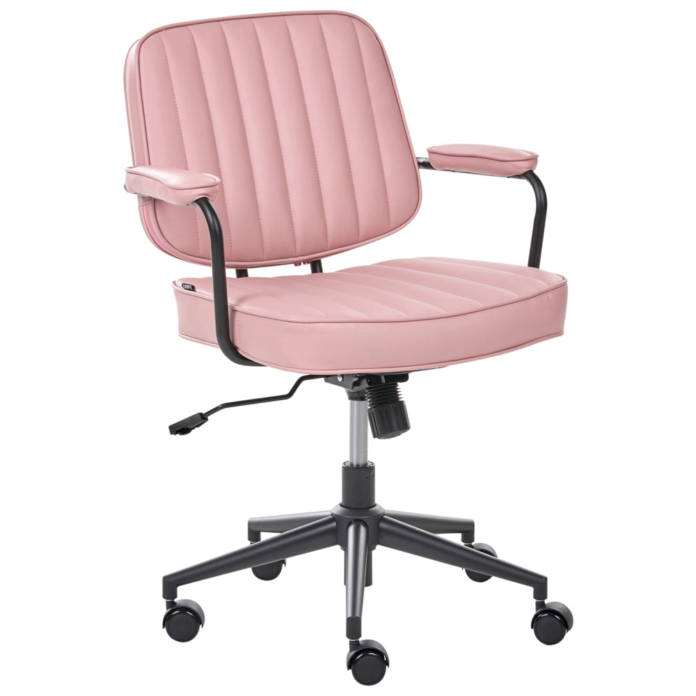 Sedia da ufficio retrò in similpelle beige stile retò tradizionale per ufficio di casa