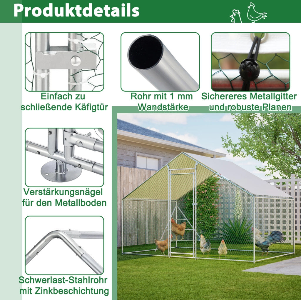 Recinto per polli in metallo 3x2 m con copertura