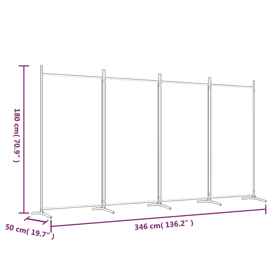 Divisorio Ambienti | Divider per stanze | Paravento a 4 Pannelli Marrone 346x180 cm in Tessuto