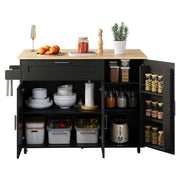 Carrello da Cucina con 2 Ante; 1 Cassetto; Ripiani Regolabili e Portasciugamani; 132.5x44x90 cm
