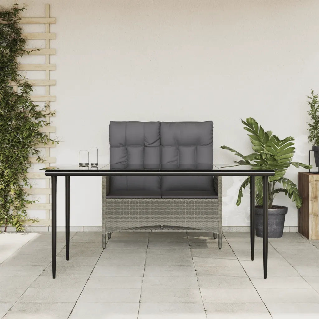 Set da Pranzo da Giardino 2 pz | Set Salotto da Giardino con Cuscini in Polyrattan Grigio