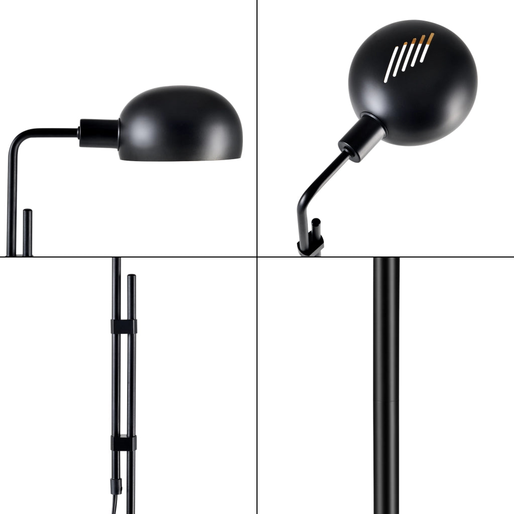 Lampada da Terra 'Bolton' Piantana in Metallo con Paralume Mezzo Globo - Nero [lux.pro]