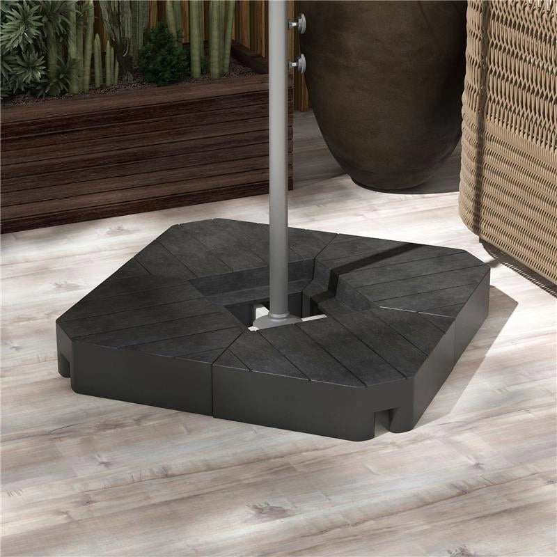 SET 4 MATTONELLE BASE PER OMBRELLONE A BRACCIO RIEMPIBILI CON ACQUA O SABBIA FINO A 80 KG NERO