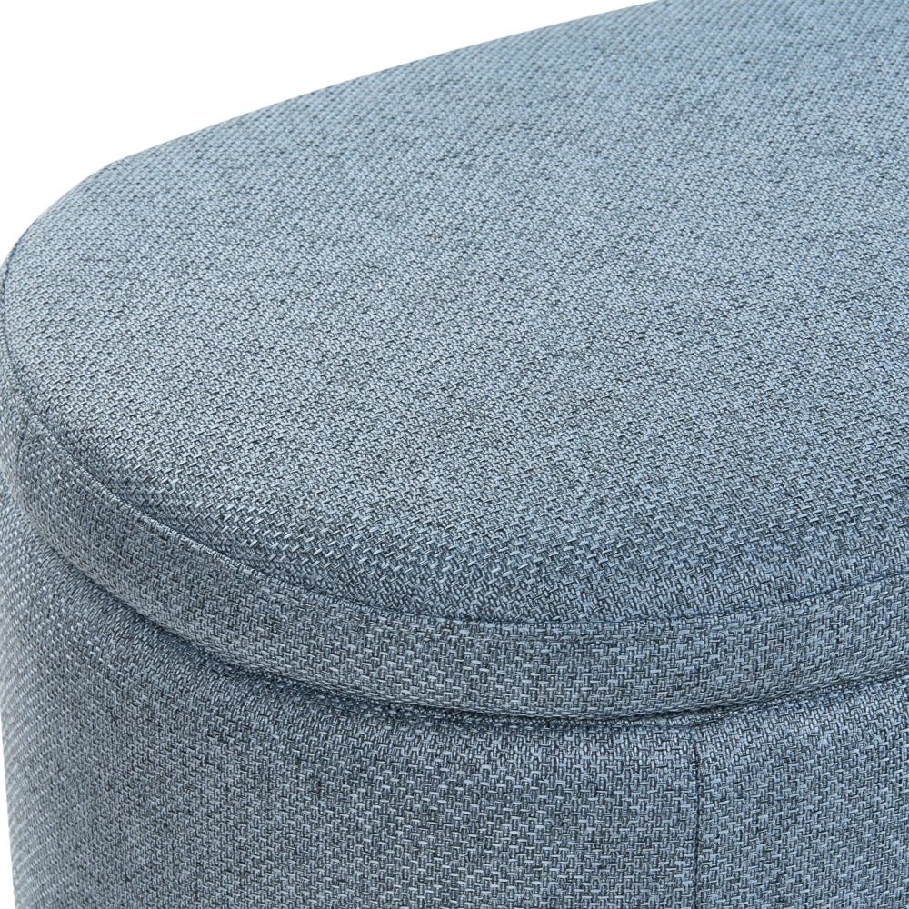 Panca contenitore in tessuto blu con finitura idrorepellente Pouf imbottito con contenitore Seduta per corridoio