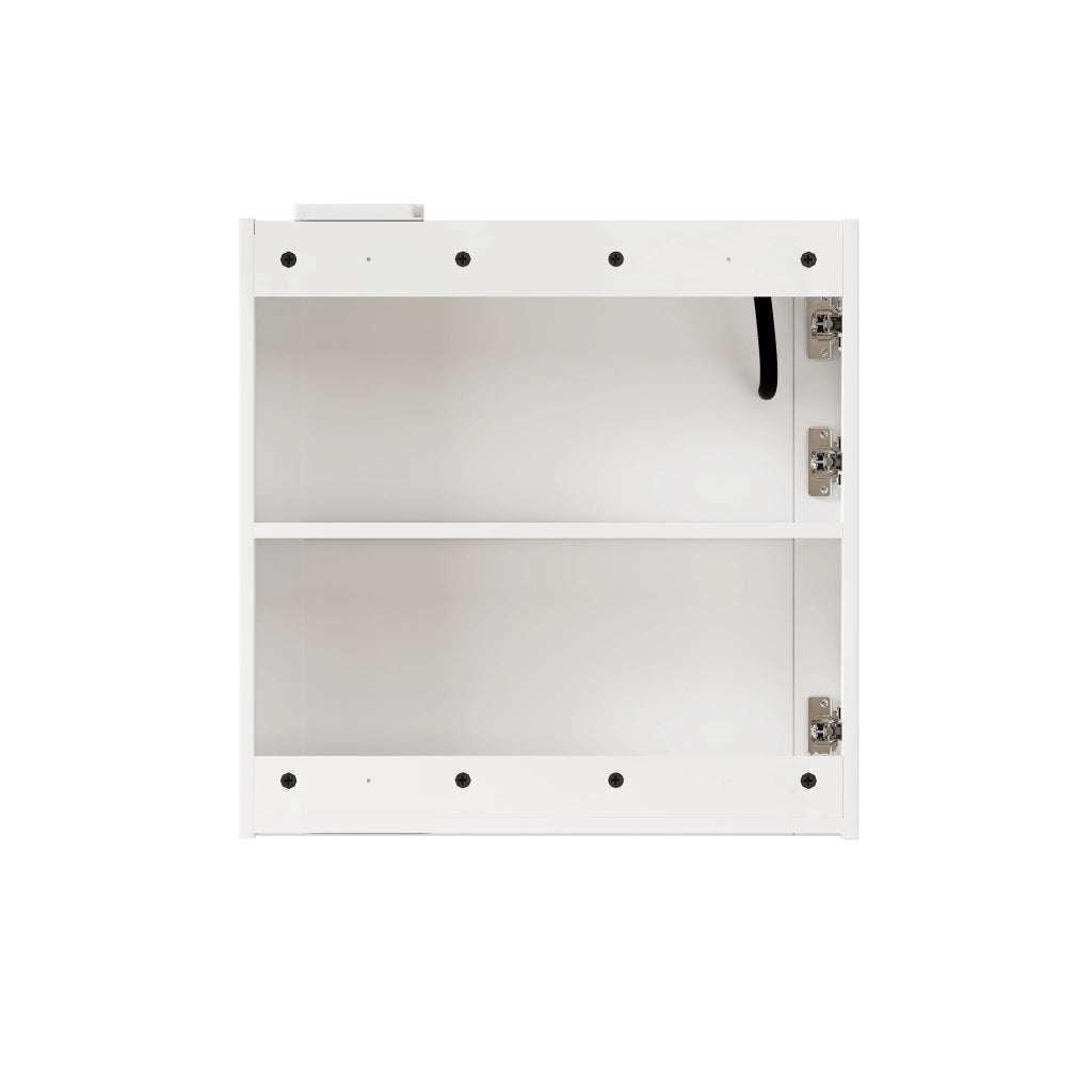 Armadietto a specchio con LED e vani contenitore da parete per bagno soggiorno moderno bianco 72 × 24,5 × 73 cm