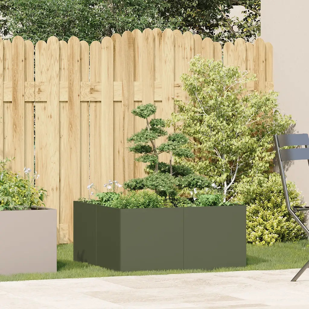 Fioriera Verde Oliva 80x80x40 cm in Acciaio Laminato a Freddo 860741