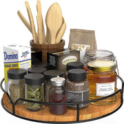 Organizzatore di cassetta per cucina a rotazione in legno di abete verniciato nero 9