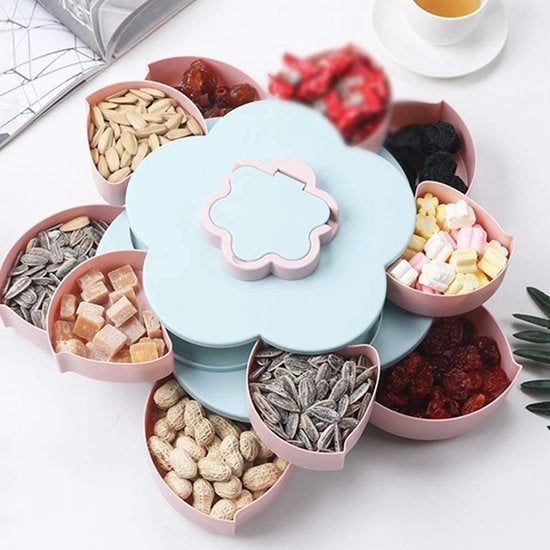 Cassa rotante per snack con contenitore per fiori e porta smartphone (blu doppio strato)