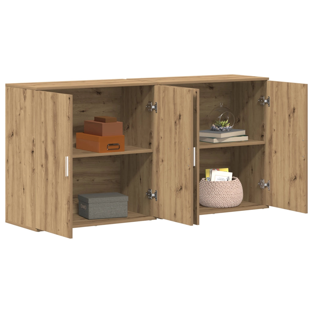 Credenze 2 pz Rovere Artigianale 79x38x80 cm Legno Ingegnerizzato