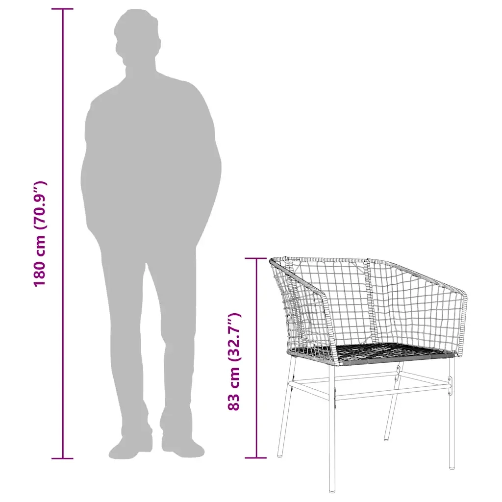 Sedie da Giardino Set 2 pz | Sedie da Esterno Polyrattan Nero